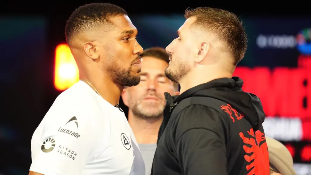 Anthony Joshua weighs in 7.6lbs heavier than his previous fight vs Jake Paul ahead of Kristian Prenga bout